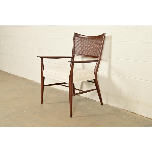 Mid-Century Modern Paul McCobb Irwin Collection Mid-Century Modern Sculpted Walnut Cane Back Armchair, Newly Refinished For Sale - Image 3 of 13