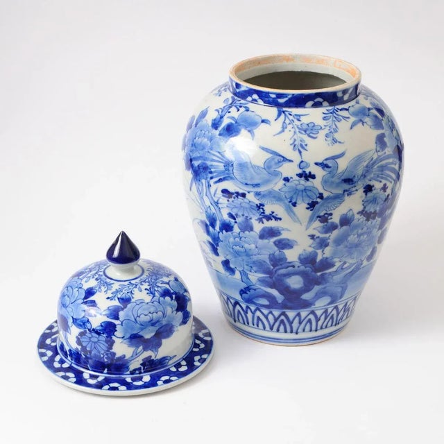 Blue Antique Japanese Meiji Period Seto Porcelain Vase For Sale - Image 8 of 9