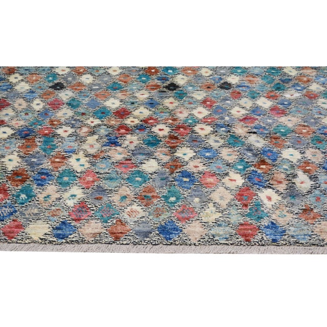 1990s Moroccan Hand Knotted Millfleur Rug With Soft Texture,6'3"X6'7" For Sale - Image 4 of 7