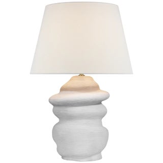 Marie Flanigan by Visual Comfort Signature Bingley Medium Organic Table Lamp in Sandy White with Linen Shade For Sale