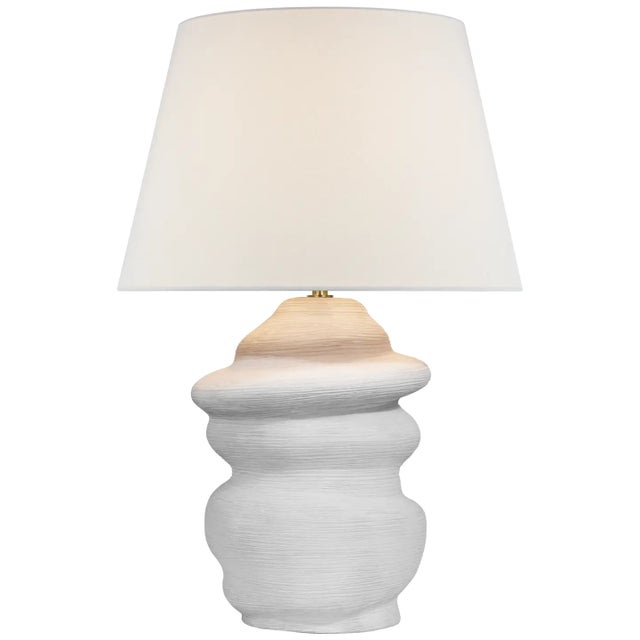 Marie Flanigan by Visual Comfort Signature Bingley Medium Organic Table Lamp in Sandy White with Linen Shade For Sale