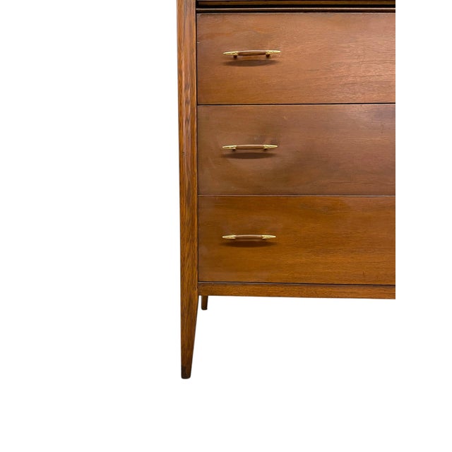 Mid-Century Modern 1960s Broyhill Premier “Saga" Highboy Dresser - Mid-Century Modern Chest With Starburst Carvings For Sale - Image 3 of 10