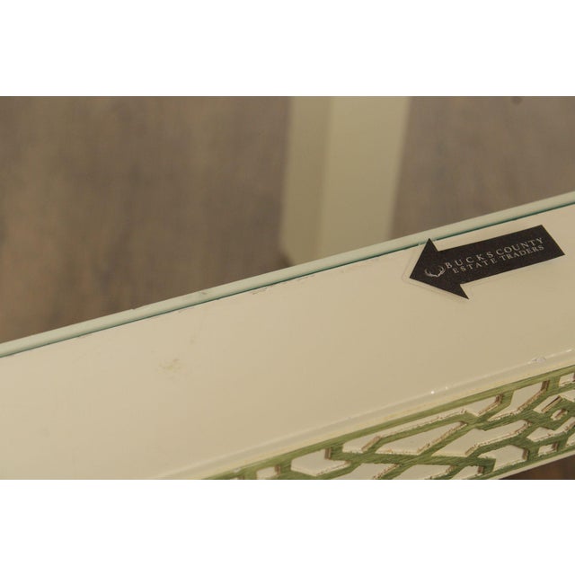 Hollywood Regency Pair Of Lacquered Greek Key Glass Top End Tables For Sale - Image 10 of 18
