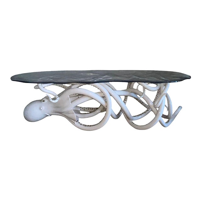 Limited Edition Sculptural Octopus Console Table-Wavy Resin Top. u.s.a. 21st C. For Sale