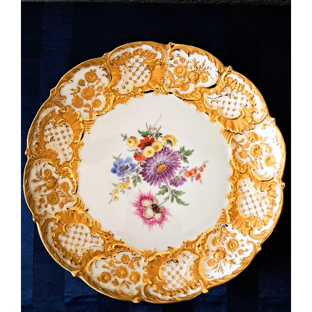 Decorative Bowls in Polychrome Floral Decoration and Gilded Rim from Meissen Porcelain, 1960s, Set of 2 For Sale - Image 14 of 18