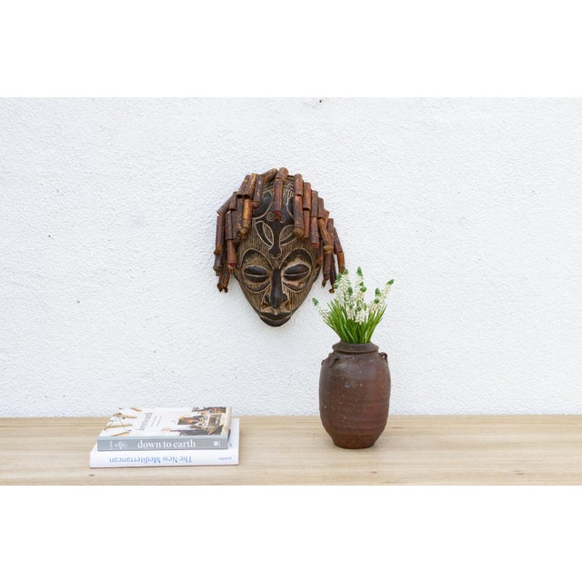 Brown Vintage Braided African Guro Mask For Sale - Image 8 of 8