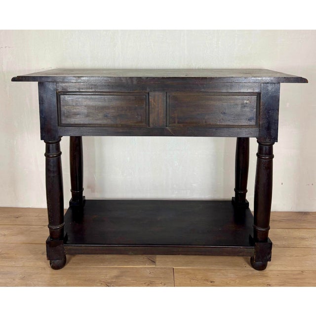Spanish Carved Oak Console Table with Drawers, 1880 For Sale - Image 10 of 11