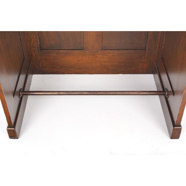 Antique Black Leather Top Oak Slanted Writing Desk For Sale - Image 11 of 16