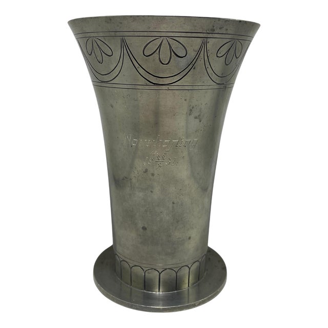 Art Deco Pewter Vase attributed to C. G. Hallberg, Sweden, 1930s For Sale