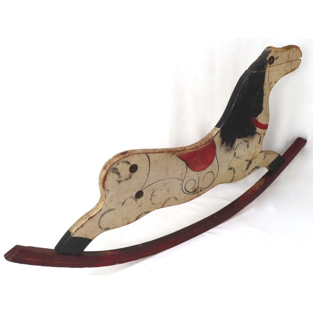 American Antique American Hand Painted Childs Rocking Horse Side Panel For Sale - Image 3 of 13