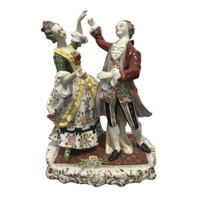 Antique Capodimonte Couple Porcelain Figurine N Crown Mark Chairish