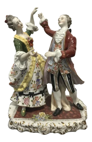 Antique Capodimonte Couple Porcelain Figurine N Crown Mark