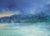 Impressionist Boathouse at Night, Modernist Two Toned Color-Field Abstracted Seascape by Vasil Papkov For Sale - Image 3 of 4