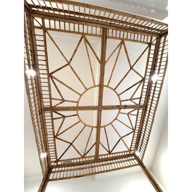 Chinese Chippendale Fretwork Rattan Queen Bedframe For Sale - Image 10 of 11