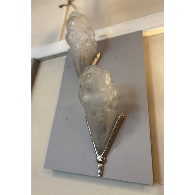 Art Deco Bouquets aux Roses Wall Lights from Verrerie d'Art Degué, 1930s, Set of 2 For Sale - Image 16 of 18