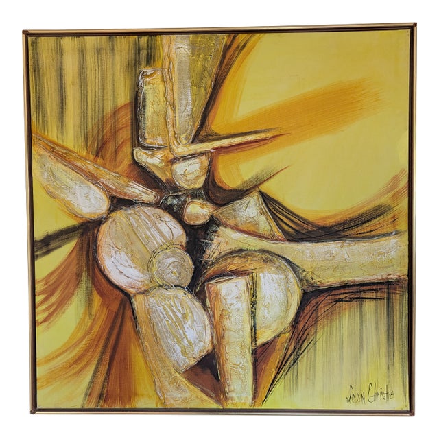 1970s Mid-Century Modern Framed Abstract Impasto Oil Painting For Sale