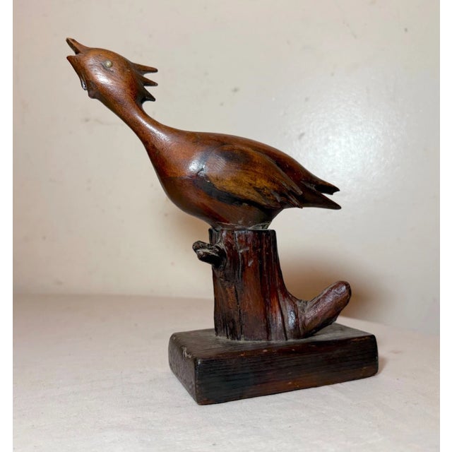 Antique Hand Carved Wood 19th Century Folk Art Shore Bird Statue Sculpture For Sale In New York - Image 6 of 13