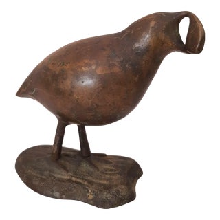 Vintage Mid Century Abstract Bronzed Brass Quail Figurine For Sale