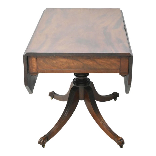Federal Period Mahogany Drop Leaf Carved Table New York Att. to Duncan Phyfe For Sale
