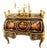 1960s Museum Quality Rococo Marquetry Secretary Black & Gold Writing Bureau For Sale