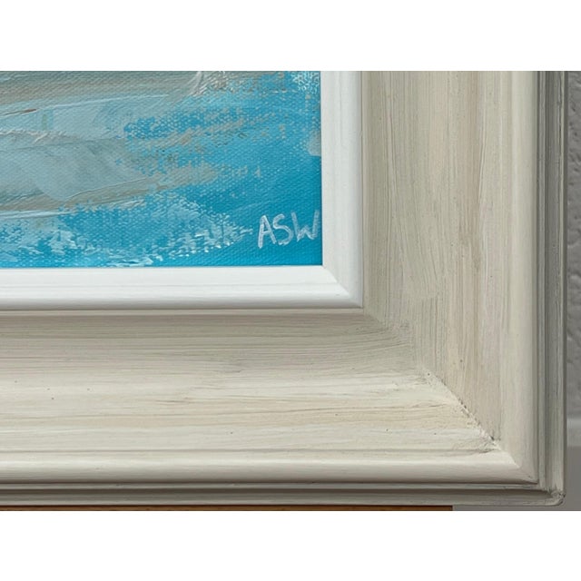 Pink & Blue Abstract Impressionist Painting by Contemporary British Artist 2022 For Sale - Image 10 of 12