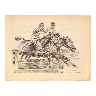 The Gap - Last Fence - Timber Toppers Chase 1933 Lithograph by Paul Brown For Sale