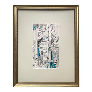 Vintage Modernist Abstract Drawing by Jewel Haley For Sale