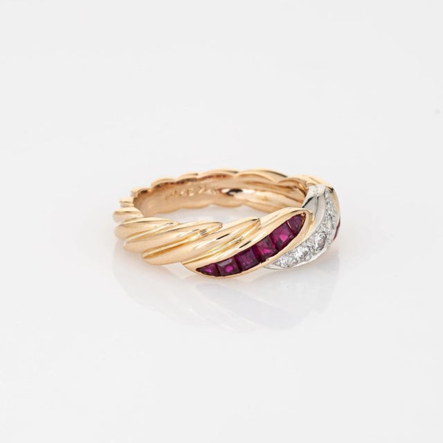 Modern Oscar Heyman Ruby Diamond Ring Sz 6 18k Gold Platinum Vintage Fine Jewelry For Sale - Image 3 of 7