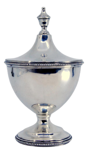 Silver Candy Box with Rim and Base Pearls and Lid Application