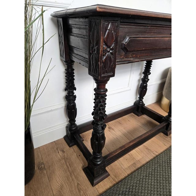 Antique Italian Carved Wood Wall Console Side Table, 1890s For Sale - Image 5 of 9