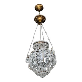 Sherle Wagner Crystal Beaded Basket Pendant Chandelier With Beaded Canopy For Sale