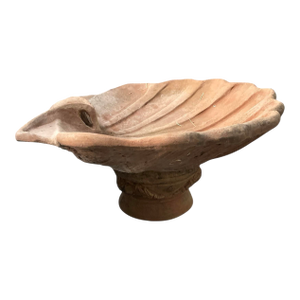 Vintage Italian Terracotta Scalloped Shell Bird Bath