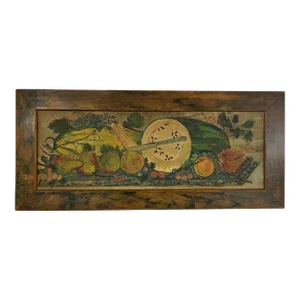 Antique Impasto Fruit Still Life on Board