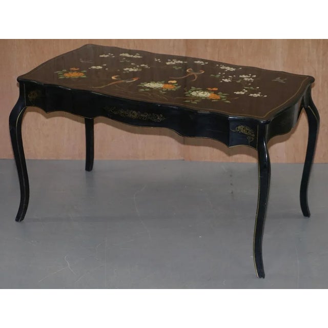 Black Lacquered & Polychrome Painted Desk For Sale - Image 4 of 18