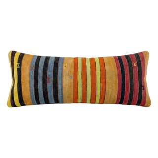 Bohemian Turkish Kilim Bedding Rug Pillow Cover 16'' X 47'' For Sale
