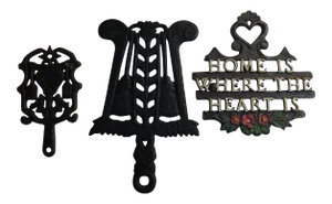 Vintage Classic Cast Iron Kitchen Trivets - Set of 3
