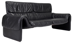 DS2011 Black Leather Sofa from de Sede, Switzerland, 1980s