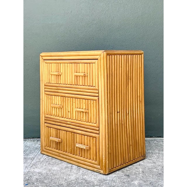Mid-Century Modern Vintage Rattan Three-Drawer Chest For Sale - Image 3 of 12
