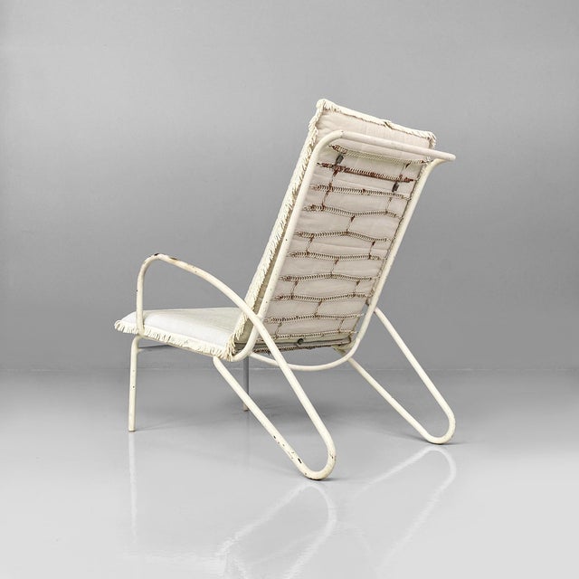 1960s Mid-Century Italian White and Azure Iron Outdoor Lounge Chairs, 1960s, Set of 2 For Sale - Image 5 of 18