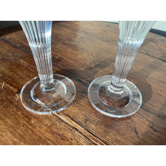 Waterford Marquis by Waterford Ribbed Taper Candle Holders- Set of 2 For Sale - Image 4 of 11
