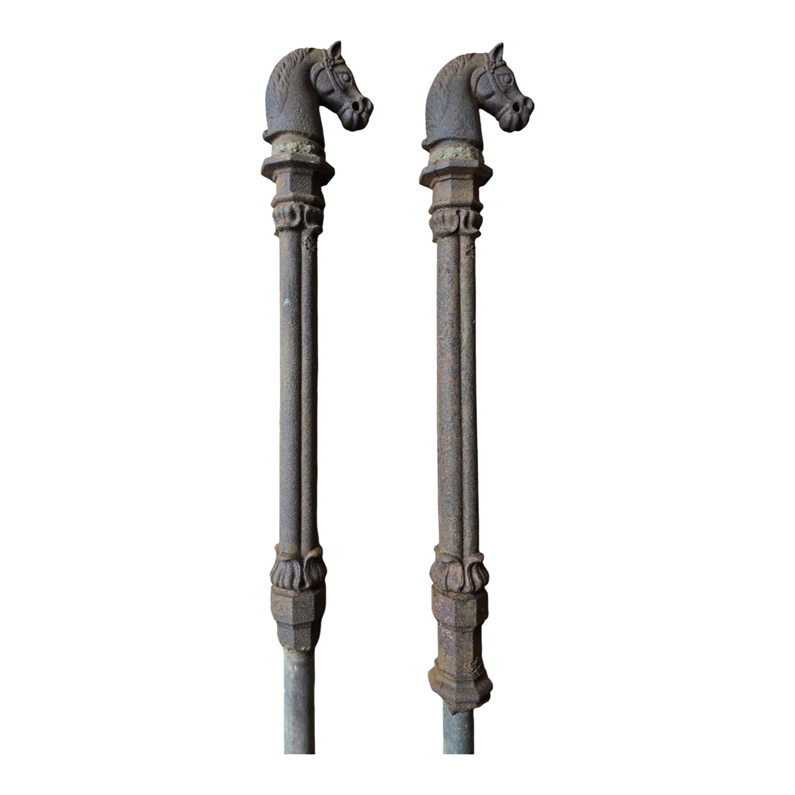 Pair of Antique Cast Iron Hitching Posts | Chairish