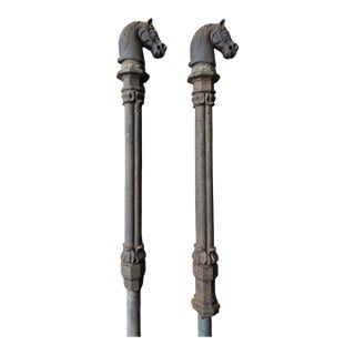 Pair of Antique Cast Iron Hitching Posts For Sale
