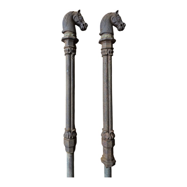 Pair of Antique Cast Iron Hitching Posts For Sale