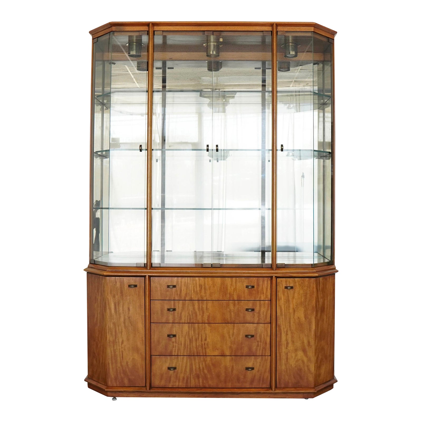 Vintage Drexel Formations Burl Wood Display Cabinet | Chairish