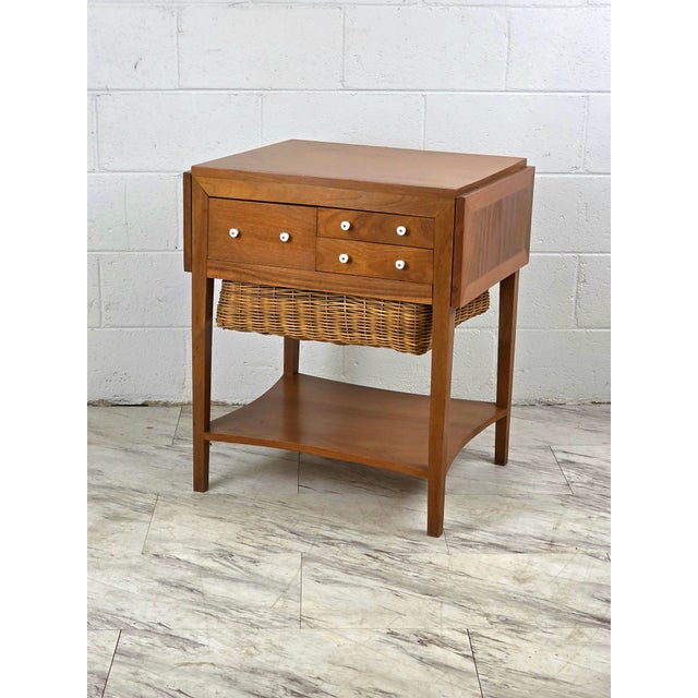 Mid-Century Modern Mid 20th Century Danish Handmade Teak Sewing Table For Sale - Image 3 of 14