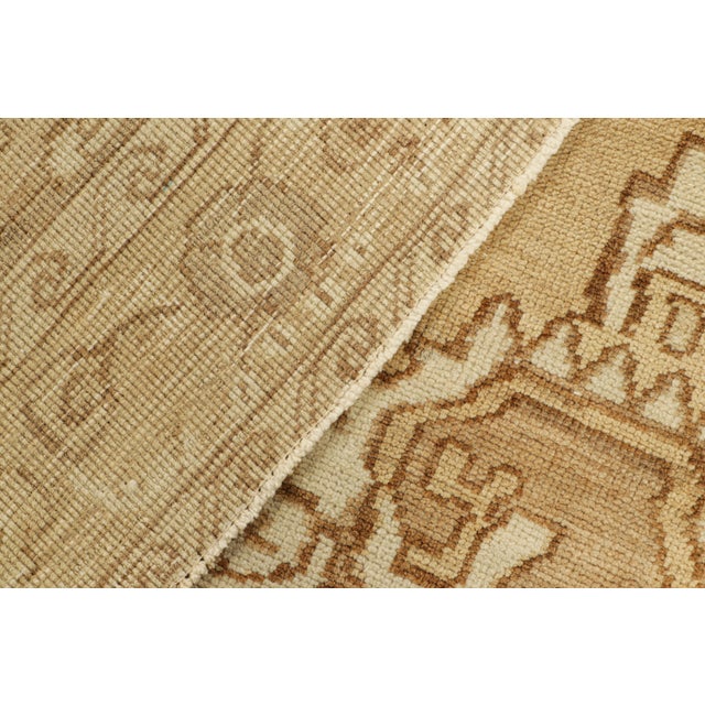 Textile Vintage Turkish Rug in Beige-Brown With Floral Medallion, From Rug & Kilim For Sale - Image 7 of 8