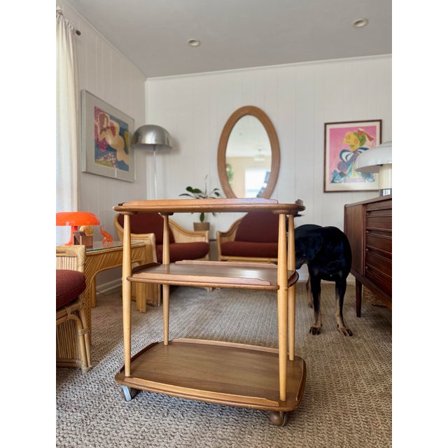 Wood 1960s Mid Century Modern Elm and Beech Bar Cart by Ercol & Designed by Lucian Ercolani, Attributed For Sale - Image 7 of 10