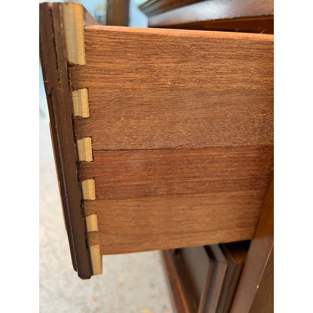 Pair of Vintage Dixie Furniture Walnut MCM Tuscan Style Nightstands For Sale - Image 14 of 17