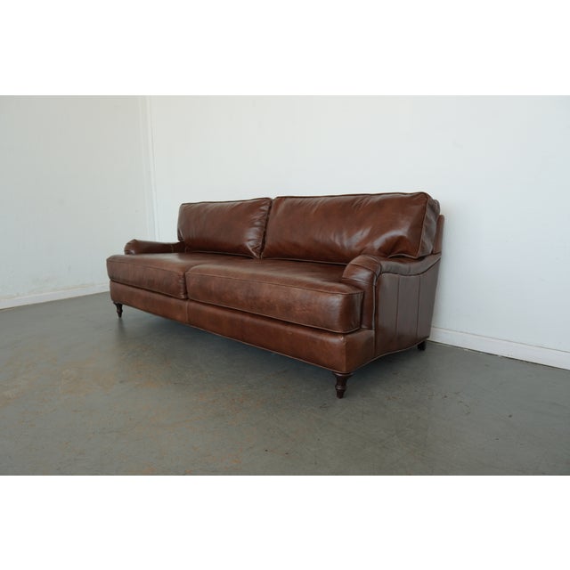 2010s Ballard Designs Wynne Leather Sofa For Sale - Image 5 of 16
