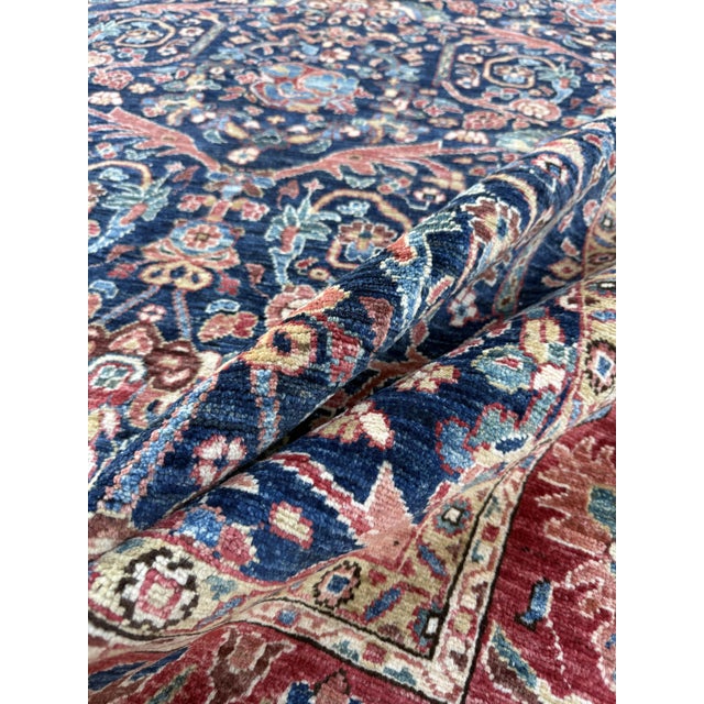 Navy Blue Navy Persian Ferahan Design Hand-Knotted Wool Rug, 08'02 X 09'11 For Sale - Image 8 of 10